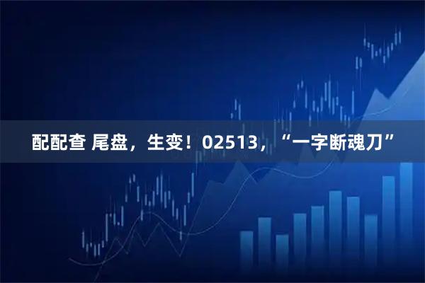 配配查 尾盘，生变！02513，“一字断魂刀”